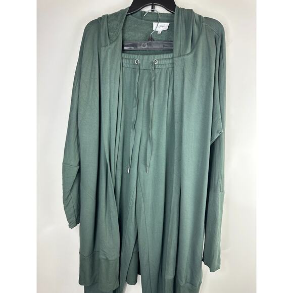 Soma Set WKND Soft Brushed Terry Hooded Cardigan & Jogger 2 Piece Green Medium - Picture 5 of 16
